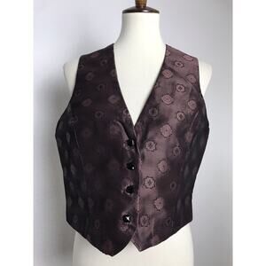 New York & Company Vintage Vest Multicolor Print